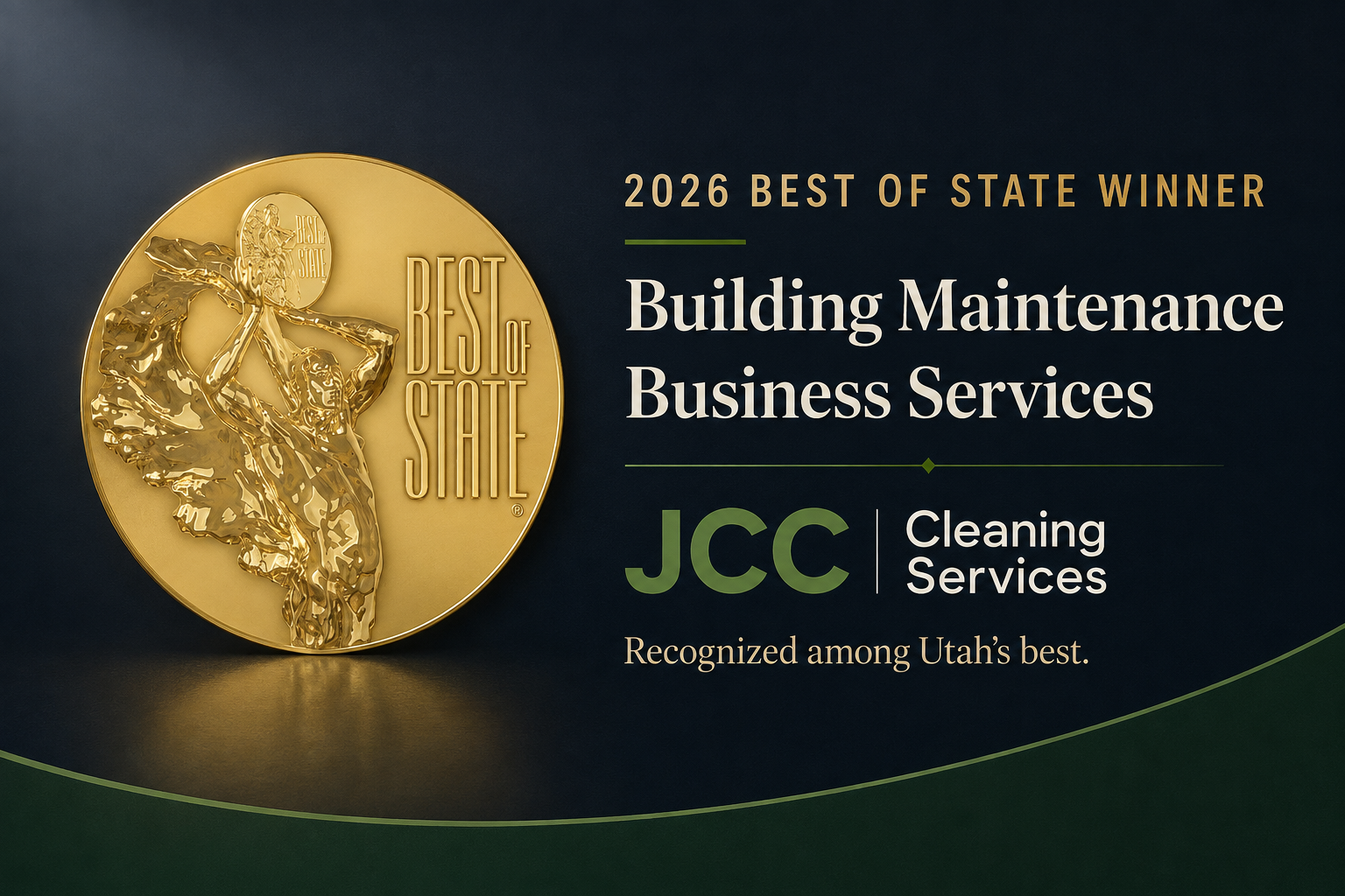 JCC Cleaning Services 2026 Best of State winner for Building Maintenance in Business Services.