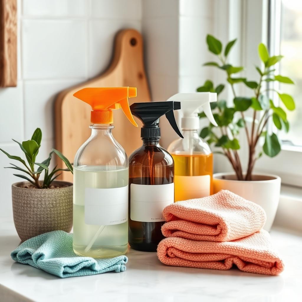 Professional cleaning spray bottle and microfiber cloth